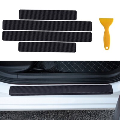 4x Carbon Fiber Autot??rplatte Schwelle Schutzabdeckung Einfache Anwendung