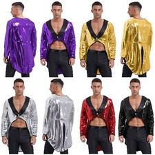 Mens Tuxedo Costume Jacket Uniform Tailcoat Outerwear Coat Festive Vintage