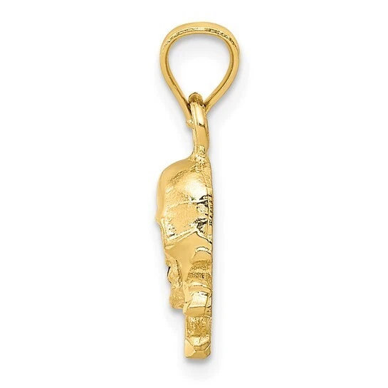 Colgante Calavera y Huesos Cruzados Oro Amarillo 14K Sólido 19X8mm 0.80gm Foto 2 de 4