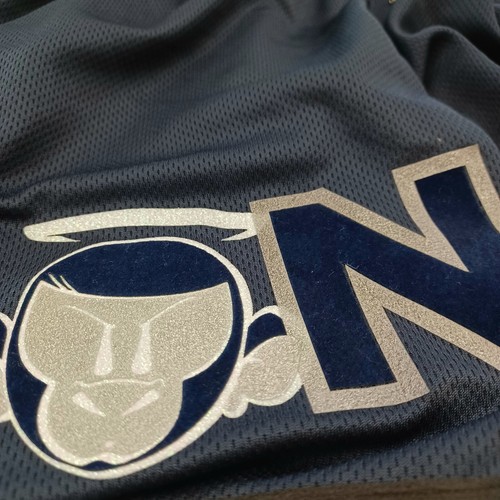 Monkey Money Shorts Youth Size M Suede Logo Print Navy Blue Training Basketball - Picture 8 of 9