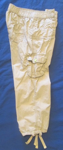 Old Navy Pull-on Khaki Capri Cargo Pants Girls' XL 14 Drawstrings waist & cuffs - Picture 4 of 4