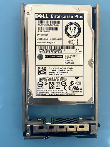 DELL 1.2TB 6G 10K 2.5" SAS HDD w/ CADDY , 0HFJ8D, HFJ8D - Afbeelding 1 van 3