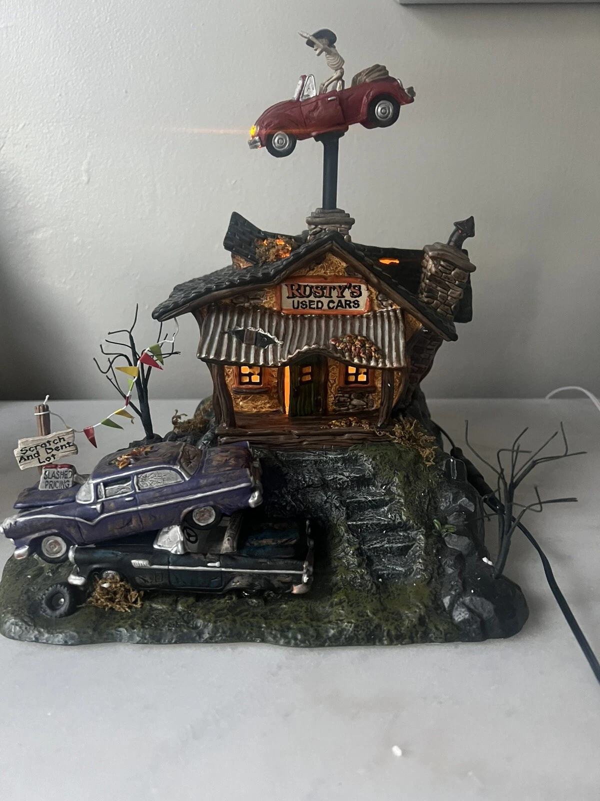  halloween village carros usados rusty animados automáticos funciona giros 