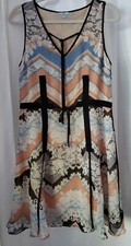 Guess Womens Sheer Floral Geometric Lined Airy Shirrable Dress Polyester 6