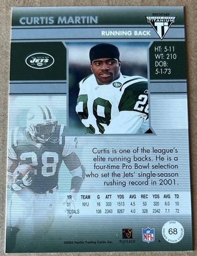 CURTIS MARTIN HOF 2002 PACIFIC PRIVATE STOCK TITANIUM Card #68 NM-MT Condition - Picture 2 of 2