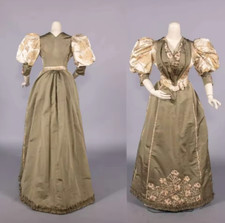 1895s Edwardian Dinner Dress Victorian Duchess Afternoon Costume Historical