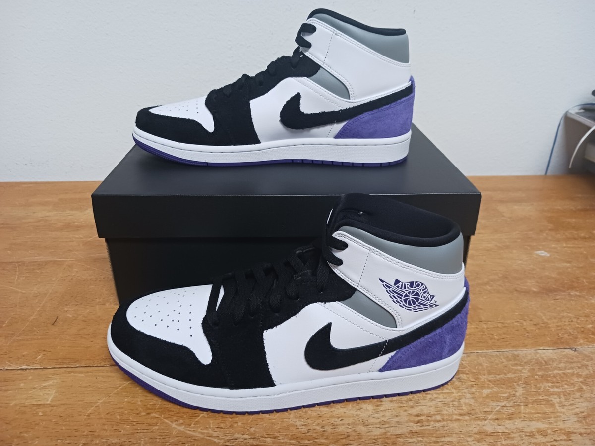 852542-105 Size 9.5 - Jordan 1 Mid SE Black/Varsity Purple/White