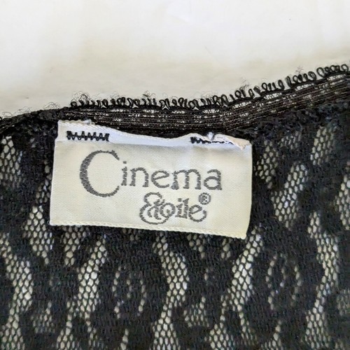 VTG Cinema Etoile Size M Black Lace Nylon Long Nightgown Floral Rose USA - Bild 7 von 13