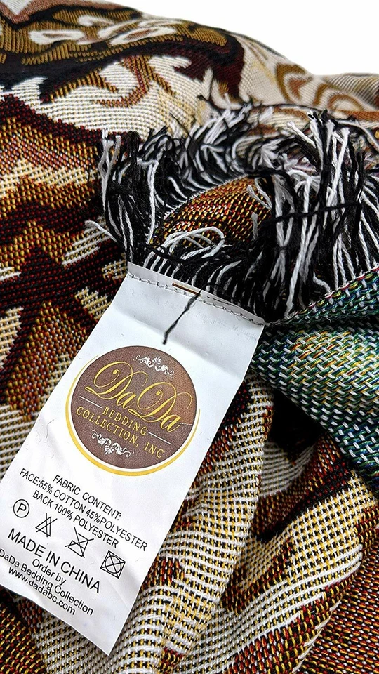 DaDa Bedding Elegant Golden Persian Rug Floral Tapestry Throw Blanket, 50” x 60” - Image 4 of 4