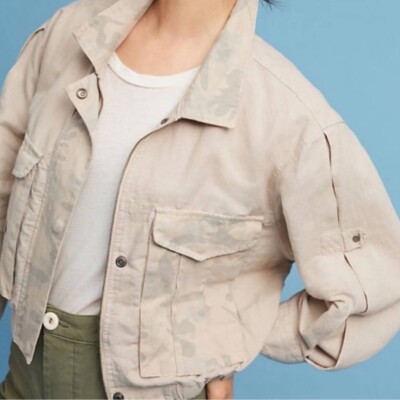 Anthropologie Hei Hei Ronan Cropped Linen Jacket Small