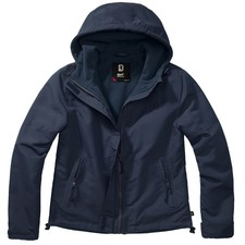 Brandit Ladies Windbreaker Front Zip Hiking Water Repellent Hooded Jacket Navy