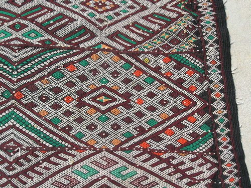 Alfombra plana tejida a mano fina de seda marroquí no comercial Zemmour de colección - Imagen 10 de 24