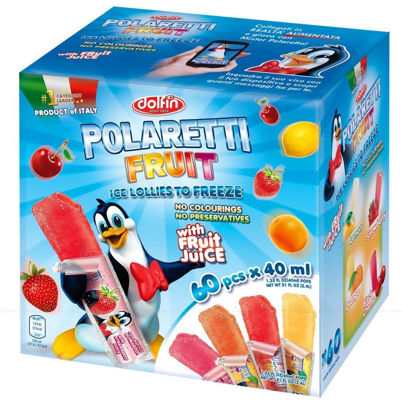Dolfin Polaretti Real Fruit Juice Freezer Pops Ice Lollies Freeze Pack