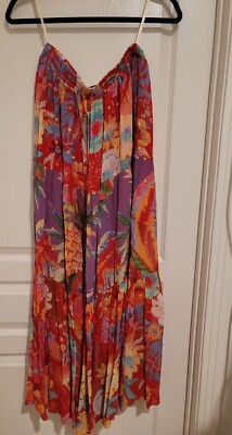 knee length dresses for ladies Farm Rio Watercolor Floral Blue Maxi Dress, Watercolor Floral Blue / L main image 1