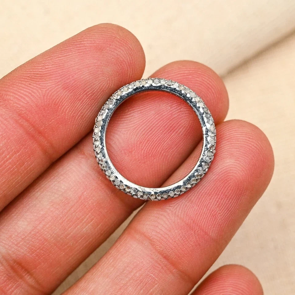 Stunning Natural Pave Diamond Ring, 925 Sterling Silver, Fine Jewelry, Boho Gift - Image 4 of 4