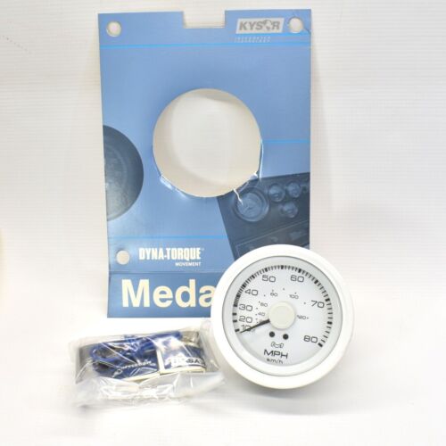 Medallion Dyna-Torque Boat Gauge 80 MPH Velocímetro 3" Cara Blanca y Tri - Imagen 2 de 4