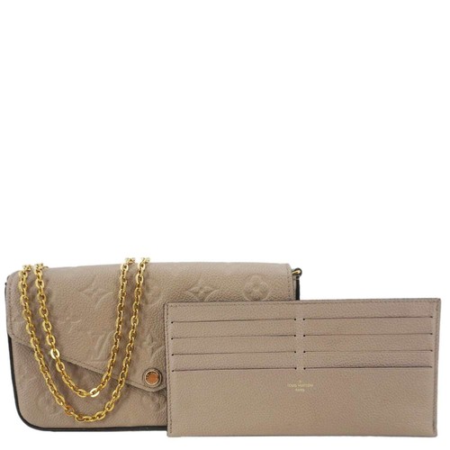 LOUIS VUITTON Felicie Pochette Monogram Empreinte Crossbody Bag Tourterelle Beig