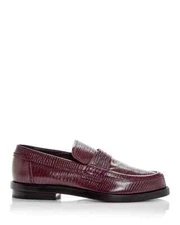 Alexander McQUEEN Croc Embossed Round Apron Toe Loafer Mens 12 Burgundy SlipOn