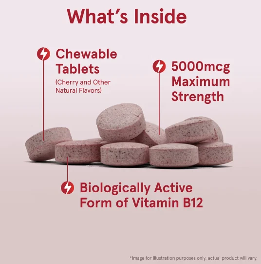 Jarrow Formulas, Vegan Methyl B-12, Max Strength, Cherry, 5,000 mcg, 60 Chew Tab - Image 3 of 4