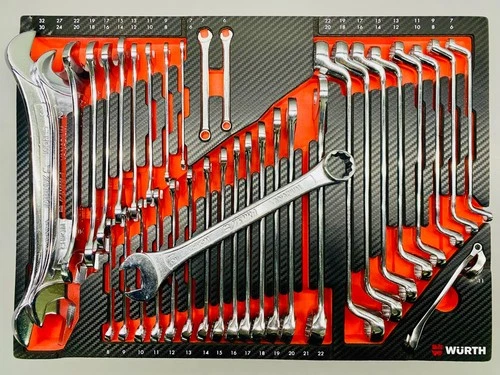 Würth Zebra Combination Wrench 36 Piece Set Workshop Trolley Foam Insert