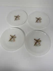 4 Vintage Fire King Game Bird Pheasant White Milk Glass Bread Plates 6 1/4"