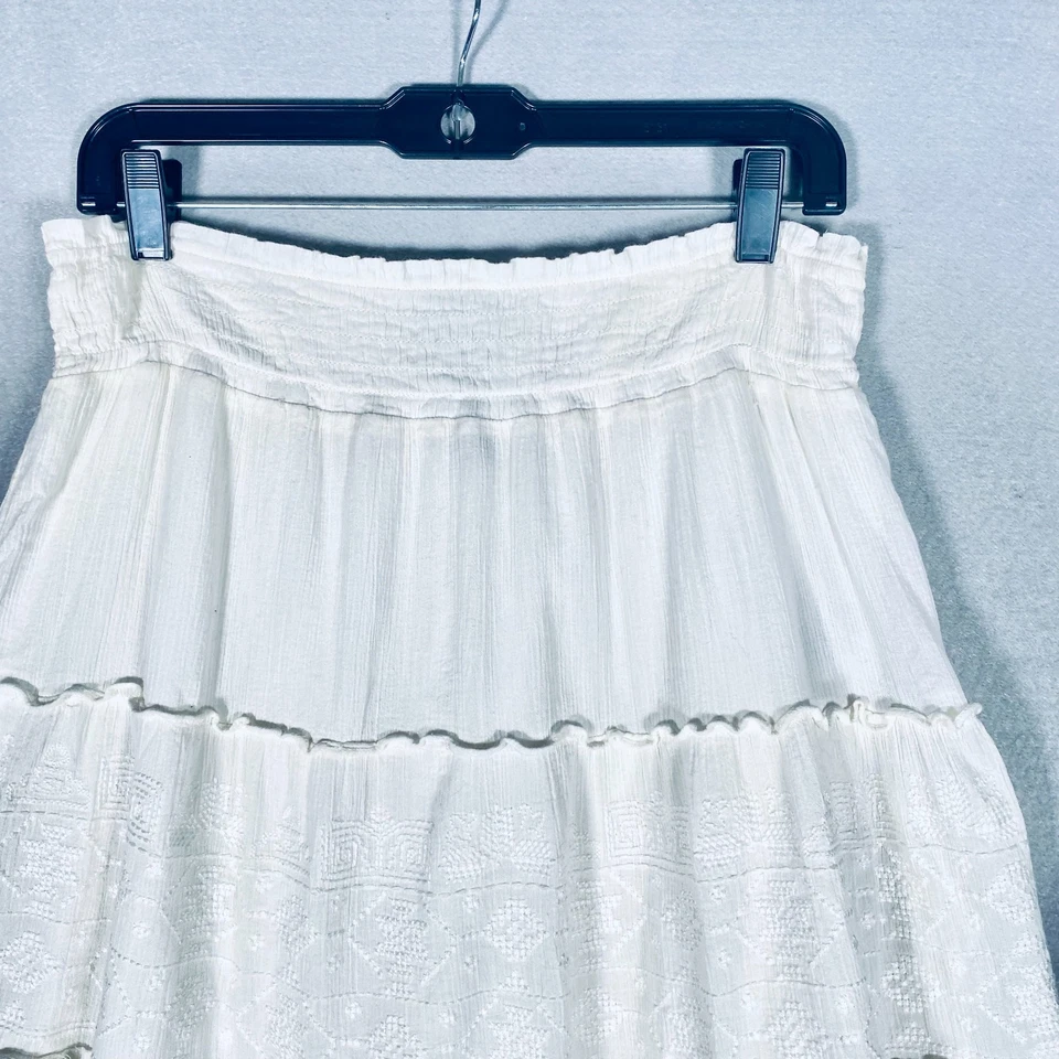 Falda Lauren Ralph Lauren M Marfil Algodón Bordado Western Completo Foto 3 de 4