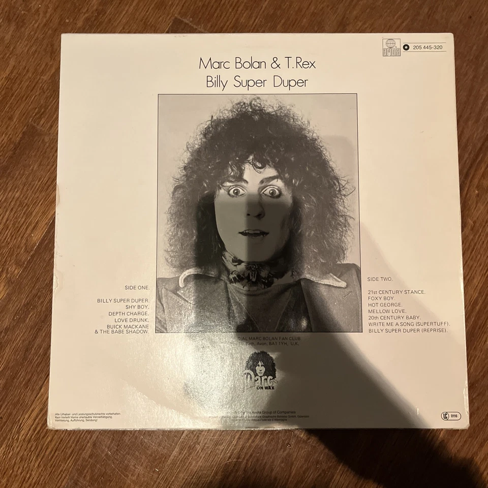 Marc Bolan & T. Rex Billy Super Duper LP, Ariola Records VG+/EX — 第 2/3 张图片