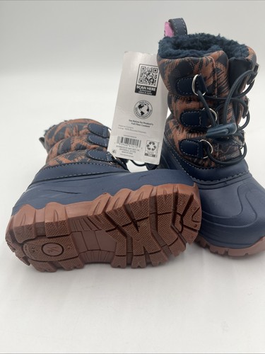 Member's Mark Cozy Snow Boots Warm Navy Orange Boys Size 7/8 New - Picture 5 of 5