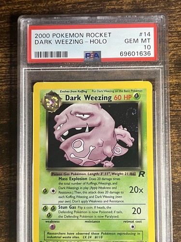 Dark Weezing PSA 10 Pokemon 2000 WOTC Team Rocket 14/82 Holo Swirl Low POP 162! - Picture 10 of 12