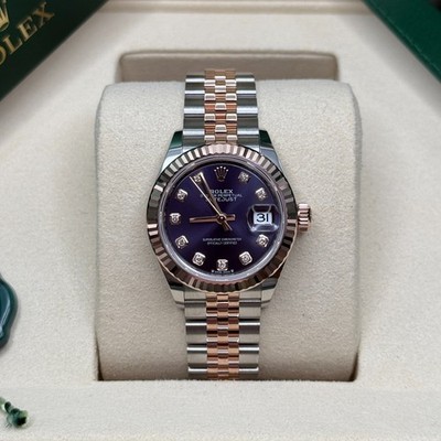 Rolex Lady-Datejust Purple Aubergine Diamond Dial Two Tone Fluted Jubilee
