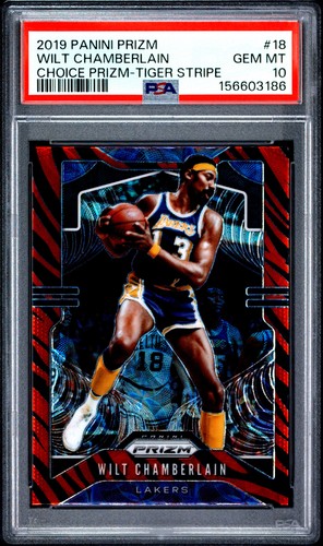 2019 PANINI PRIZM CHOICE PRIZM-TIGER STRIPE #18 WILT CHAMBERLAIN PSA 10