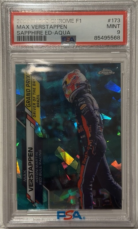 2020 Topps Chrome Max Verstappen Sapphire Ed Aqua PSA 9 40/99 Rare