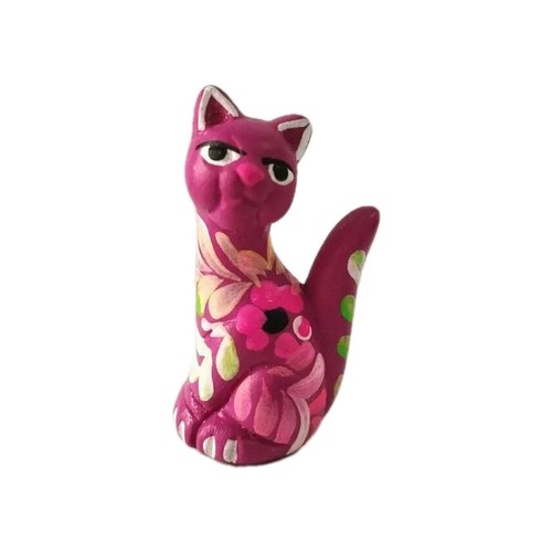 Peruvian Mini Cat Clay 1 5/8" Ceramic Figurine Handmade Collectable New Art Peru - 第 1/4 張圖片