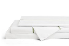 Linen Home 100 Cotton Marrow Percale Sheet Set, Queen Size, Olive Green, 4 Piec