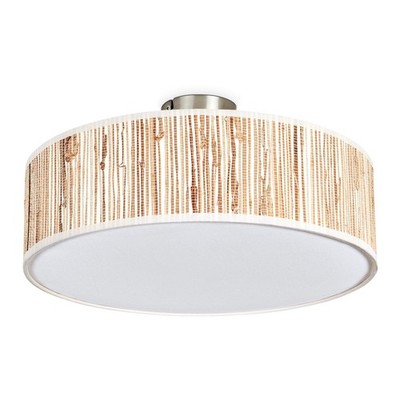 HOFSTEIN Mels Deckenlampe aus Metall/Seegras/Stoff/Kunststoff Natur/Beige/Weiß