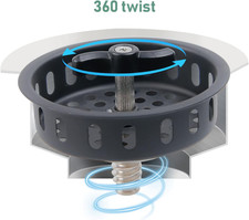 Black Kitchen Sink Drain Assembly with Sink Strainer 3-1/2 Inch and 304 Stain...