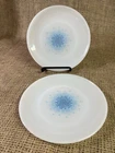 Pair of Vintage Anchor Hocking Fire-King Blue Mosaic 7” Salad Plates ~ MCM