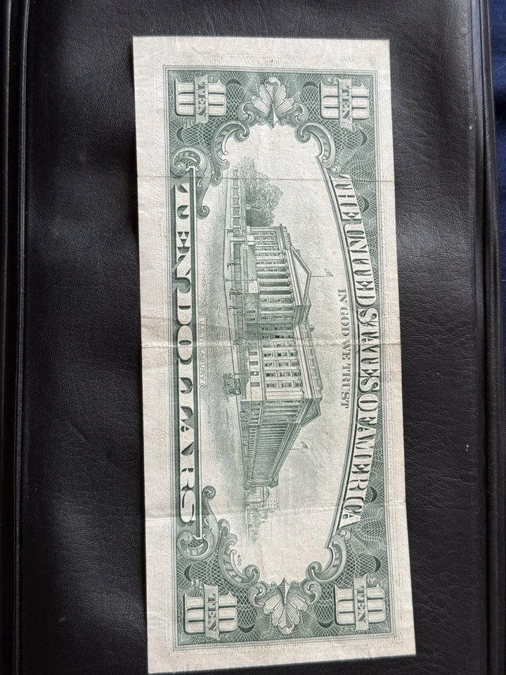 1977 Rare Misprint Ten Dollar Bill , Five Errors,fold,doubling & More - Image 2 of 2