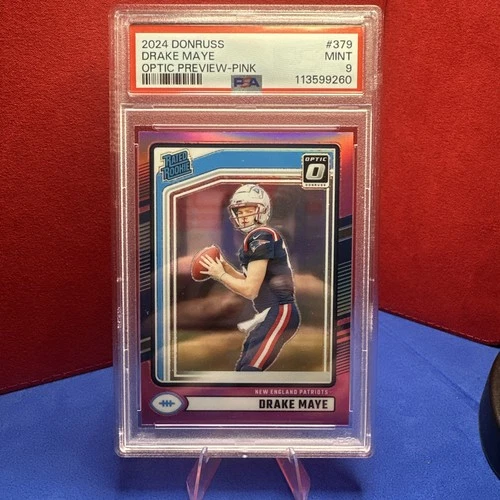 2024 Panini Donruss - Rated Rookie Drake Maye #379 Optic Preview Pink Prizm (RC)