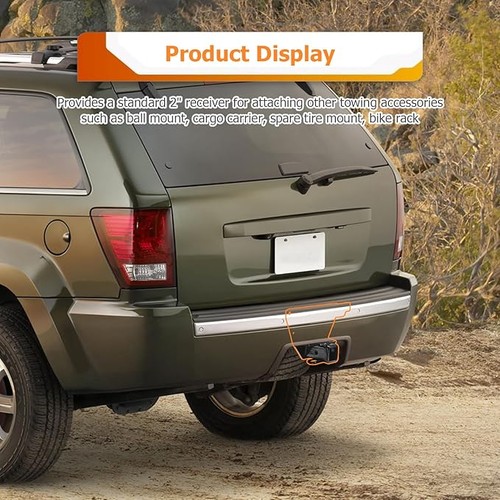 For 2005-2010 Grand Cherokee Class 3/III Trailer Hitch Receiver Rear Tube Towing - Picture 3 of 6