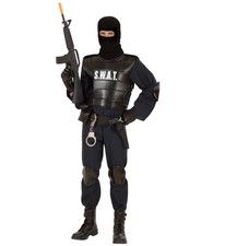 SWAT Officer Agent Polizist Kostüm Karneval Overall Weste Maske Set Größe S