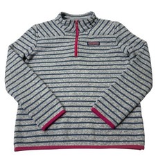 Vineyard Vines Fleece 1/4 Zip Shep Pullover Youth Medium 10/12 Blue Pink
