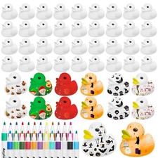 Gaiaring 60 Pcs 2 Inch White Blank Rubber Ducks DIY Rubber Ducks in Bulk with...