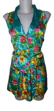 Vtg 90s Victoria s Secret Sz M Womens Gold Label Green Floral Satin Pajama Set