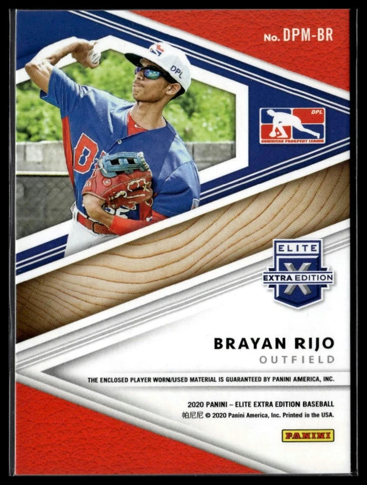 2020 Panini Elite Extra Edition #DPM-BR Brayan Rijo DPL Material Black - Image 2 of 2