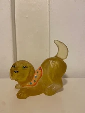 Fenton Playful Puppy Hand painted Clown Yellow by J Frederick