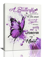 Purple Butterfly Canvas Wall Art Watercolor Butterfly Pictures Wall Decor Ins...