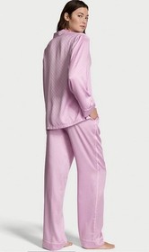 NWT Victoria&rsquo;s Secret Satin Pajama Bikini Pink Jacquard Heart Pocket SZ SMALL