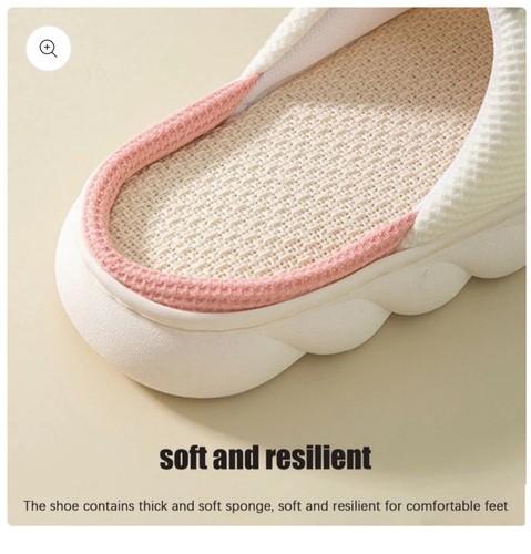 New Thick-Soled Cute Girls' Linen Slippers For Women, Four Seasons Anti-Skid - Picture 13 of 14
