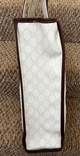 Gucci GG Supreme White Tote Bag W/ Leather Straps - Picture 6 of 19